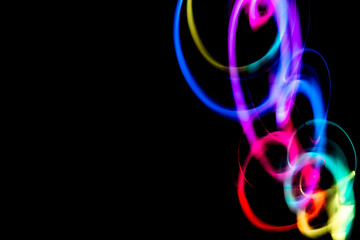Abstract colorful irregular lines background. Long exposure. Light painting photography