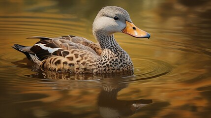 An elegant duck glides effortlessly across the water, its reflection a testament to the beauty of wildlife and nature