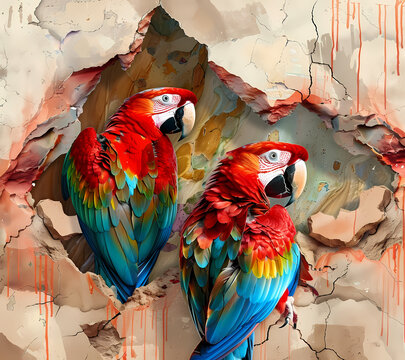 3D Break Through Parrots Tumbler Wrap Generated by AI