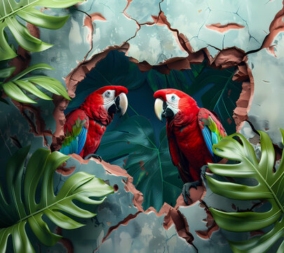 3D Break Through Parrots Tumbler Wrap Generated by AI