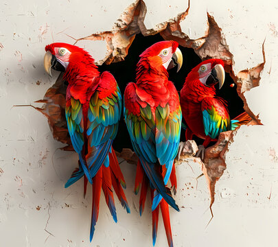3D Break Through Parrots Tumbler Wrap Generated by AI