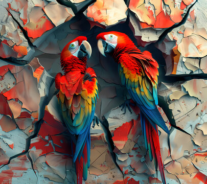 3D Break Through Parrots Tumbler Wrap Generated by AI