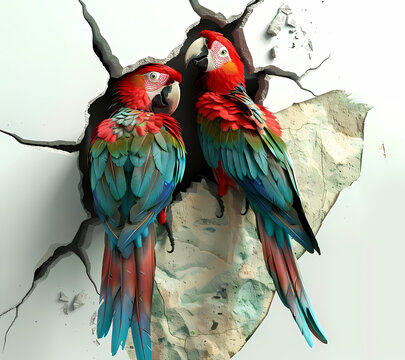 3D Break Through Parrots Tumbler Wrap Generated by AI