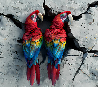 3D Break Through Parrots Tumbler Wrap Generated by AI