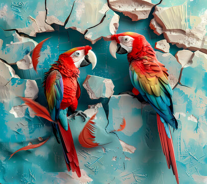 3D Break Through Parrots Tumbler Wrap Generated by AI