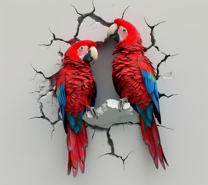 3D Break Through Parrots Tumbler Wrap Generated by AI