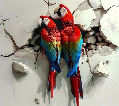 3D Break Through Parrots Tumbler Wrap Generated by AI