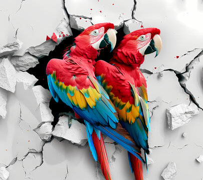 3D Break Through Parrots Tumbler Wrap Generated by AI