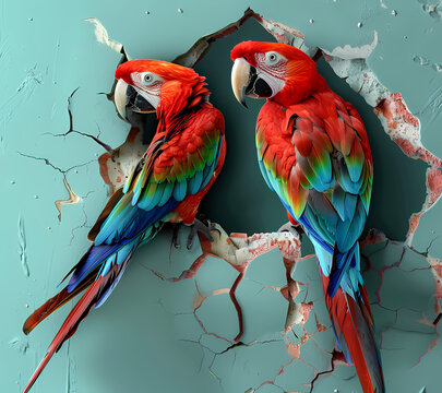 3D Break Through Parrots Tumbler Wrap Generated by AI