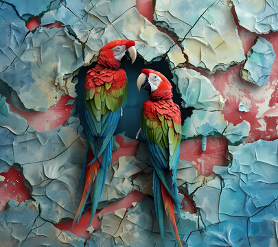 3D Break Through Parrots Tumbler Wrap Generated by AI