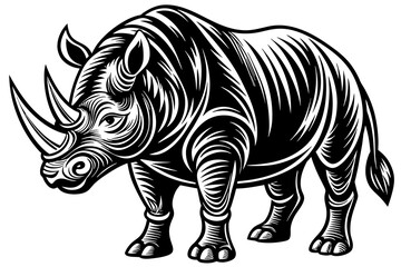 rhinoceros silhouette vector art illustration
