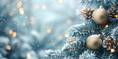 Fototapeta na wymiar Close Up of a Christmas Tree With Lights