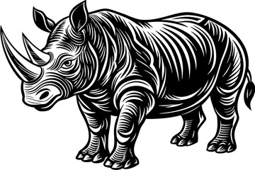 rhinoceros silhouette vector art illustration