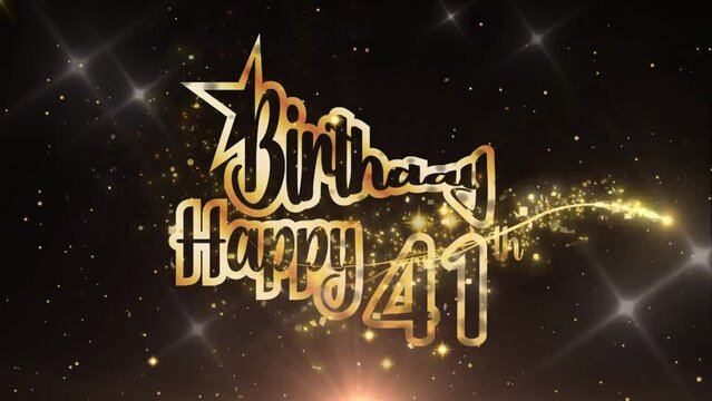 Invitation Gold Color Creative Logo Videos, Celebration of 41 Years Birthday Day