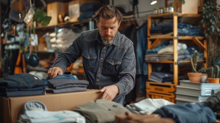 E-commerce Shipping: Preparing Clothes for Dispatch