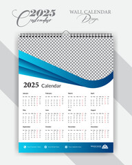 Creative and modern calendar design one page,  2025 wall calendar design, Size 16/20