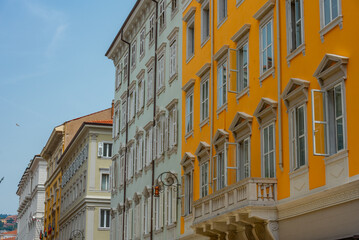 Facades of historical houses in Italian city Trieste