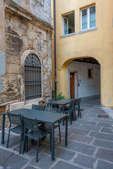 a historical street in the center of Italian city Trieste