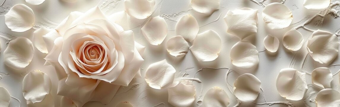 White Rose and Petals for Greeting Cards: Perfect for Weddings, Birthdays, Valentine's Day, and Mother's Day