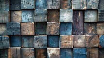 Artistic wooden squares with a cool hue