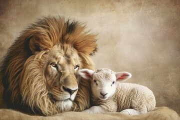The lion and the lamb are emblematic of Judaism. Generative AI 