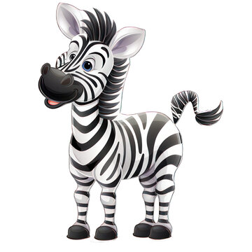 Funny zebra cartoon style  isolated on white created with Generative AI