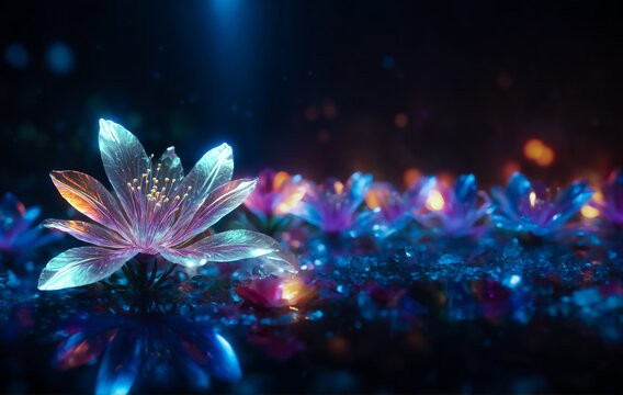 cinematic title card of a Glass flower