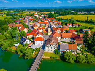 Aerial view of Kostanjevica na Krki in Slovenia