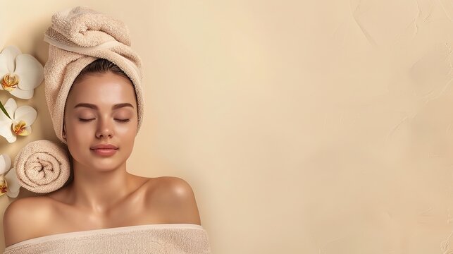 Realistic spa photo with a woman on a gentle background. Generative AI