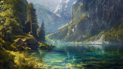 Mountain Majesty: Tranquil Lake Serenity