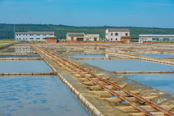 View of the Secovje Saltpans Nature Park in Slovenia