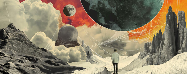 Surreal Landscape with Man and Planetary Visions