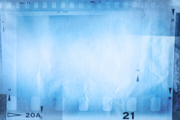 Film negatives blue background
