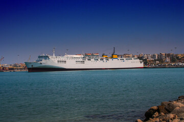 The cruise ship flows out of the port, a tourist cruise - 780039916