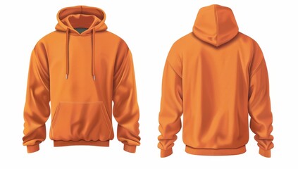 orange hoodie hoody template vector illustration isolated on white background front and back view,