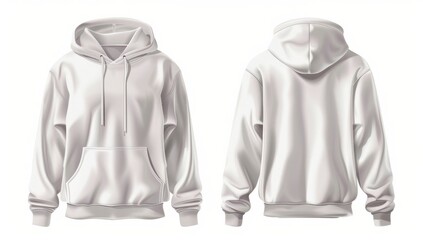 white hoodie hoody template vector illustration isolated on white background front and back view