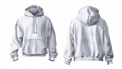 grey hoodie hoody template vector illustration isolated on white background front and back view, Isolated