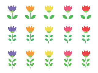 レトロな花のイラストセット8