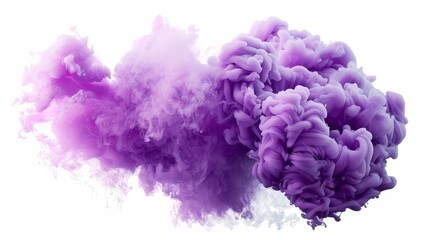 A purple smoke cloud on white background, Awesome abstract background. Drops of purple ink in...