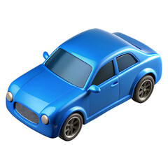 3d blue car isolated on transparent background.