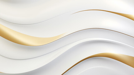 Abstract white wavy background with streaks of gold color. Textured backdrop. Elegant white modern architecture art.