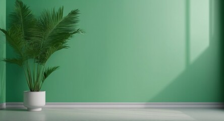 The wall. green color gradient studio background for product presentation