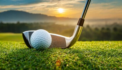 Green Dream: Close-Up of Golf Club and Ball at Dawn