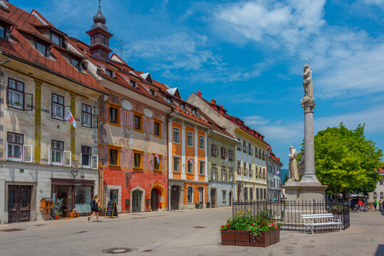 Mestni trg square in the historical center of Skofja Loka, Slove