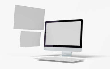 Fototapeta premium Computer monitor and display screen with blank screen isolated on white background. 