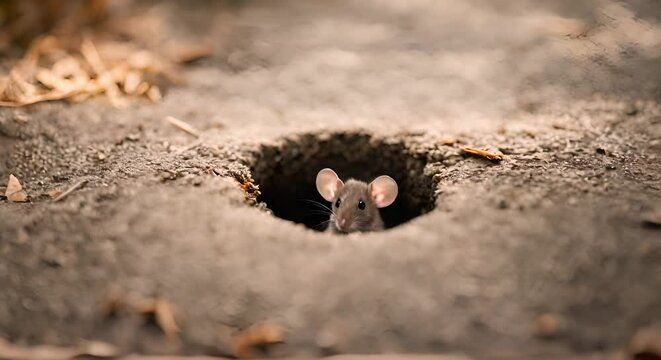 Mouse in a hole.