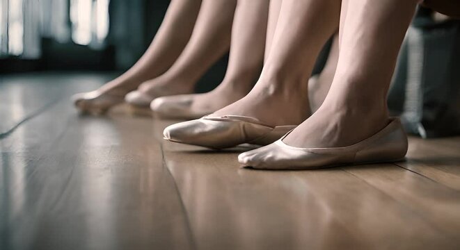 Feet and shoes of a ballet dancer.