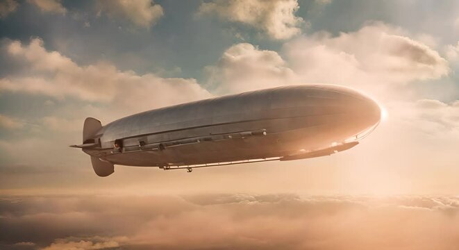 Zeppelin flying through the sky.