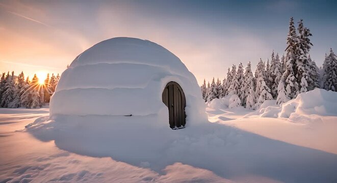 Igloo in the snow.