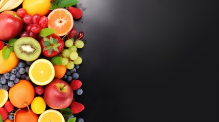 fruits on a darck background with space for text